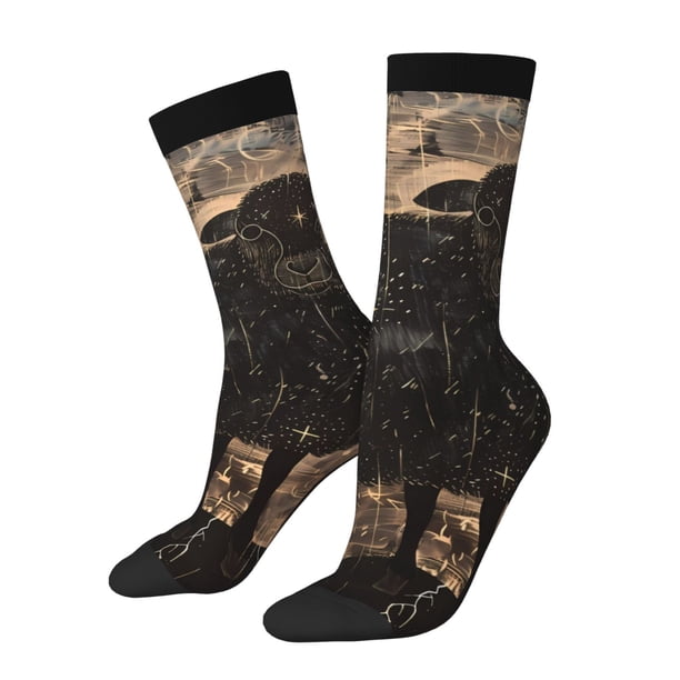 Balery Starry Night Black Sheep Calcetas Largas con Estampado para Hombre y Mujer – Suaves y Transpirables, Talla Única (US 5-11)