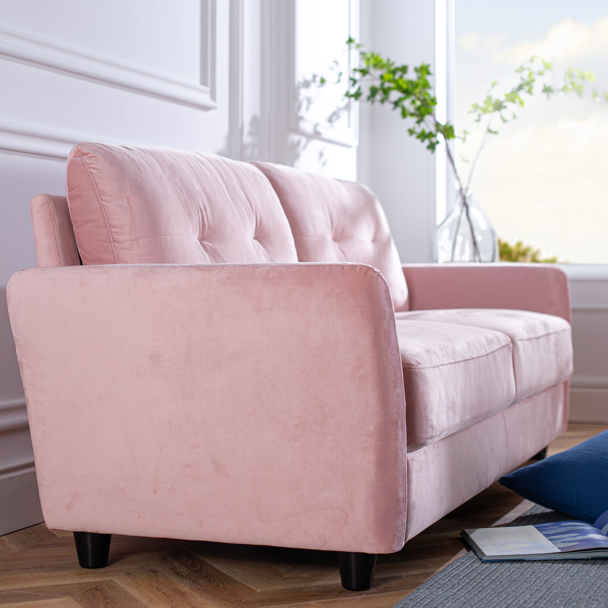 Ember Interiors Ricardo Sofa Couch, Blush Velvet