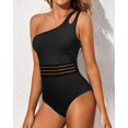 thumbnail image 4 of SURJDE One Shoulder One Piece Swimsuit for Women Tummy Control Bathing Suits Modest Full Coverage Keyhole Swimwear, 4 of 6