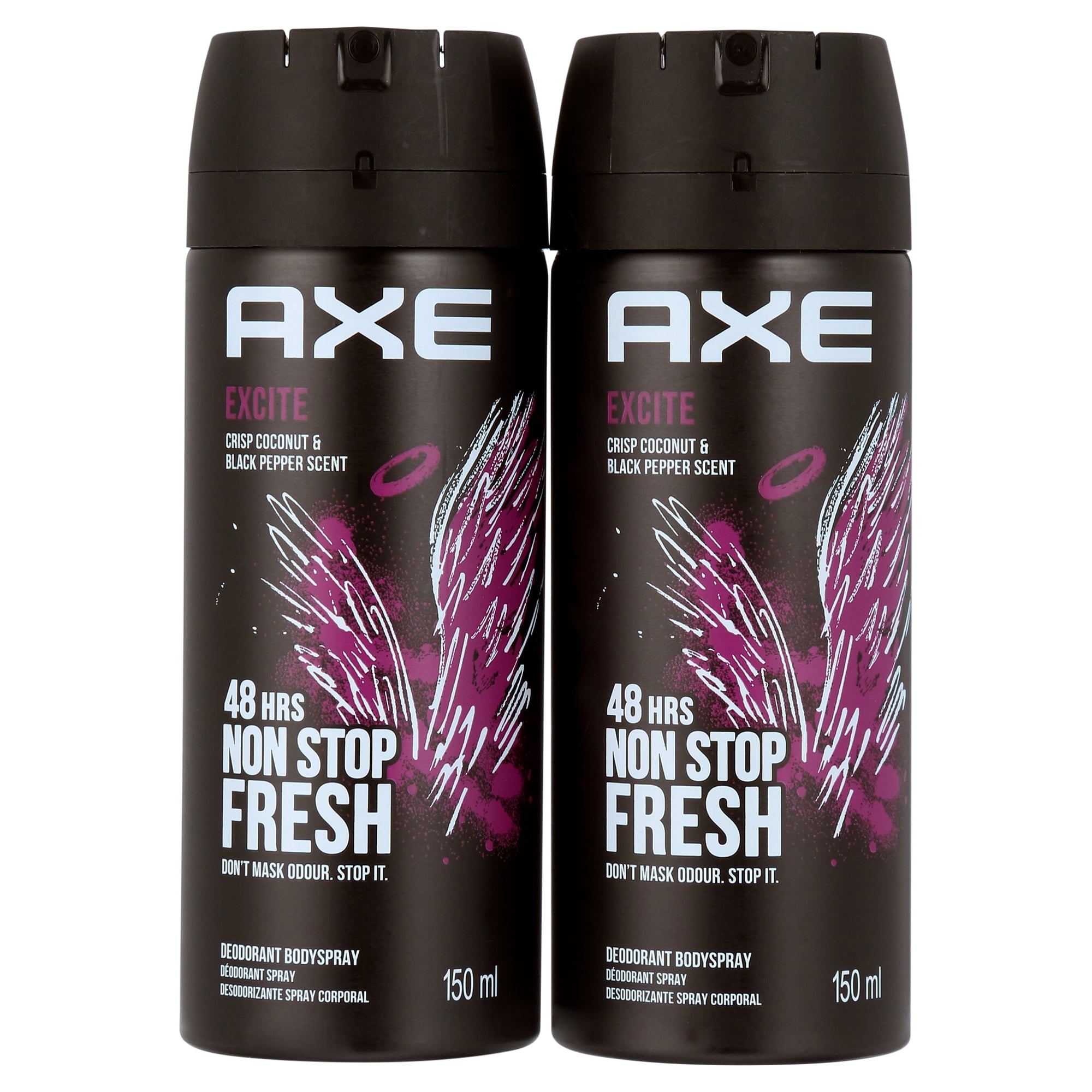 2 Pack Axe Excite Mens Deodorant Body Spray 150ml (5.07 oz)