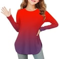 thumbnail image 2 of CLOISE Boys Girls Kids Tops Trendy Crew Neck Shirt Tunic Gradient Long Sleeve Pullover Casual Fall Winter Clothes Red, 2 of 7