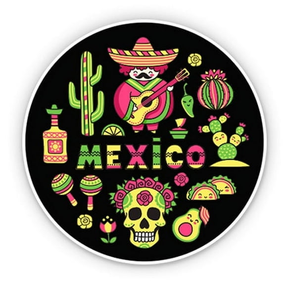 Mexico Culture Travel - 3" Vinyl Sticker - For Car Laptop Water Bottle Phone - Waterproof Decal