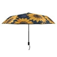 thumbnail image 2 of Compact Sun Umbrella Windproof Travel Umbrellas for Rain Strong Portable UV Protection Sunflowers and Small Leaf, 2 of 8