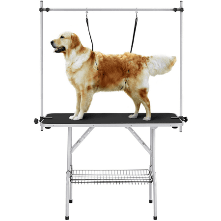 Easyfashion 45" Heavy Duty Pet Grooming Table Adjustable Portable Trimming Table Black