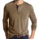 thumbnail image 1 of Camiseta de manga larga ajustada para hombre, camisa elegante de otoño con cuello redondo y botones, Top para trabajo de oficina, 1 of 5