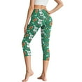 thumbnail image 2 of SCRAWLGOD Christmas Tree Snowman Gingerbread Man Green Capri Leggings with Pockets for Women High Waist Stretch Tummy Control Workout Yoga Capris Casual Yoga Pants Leggings for Cycling, S, 2 of 7