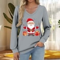 thumbnail image 6 of asdoklhq Christmas Christmas Shirts for Women Fashionable and Casual Loose Christmas V-neck Long Sleeved T-shirt Top Dark Gray M, 6 of 6