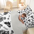 thumbnail image 4 of Castle Fairy Dirt Bike Pattern Bedding Comforter Set 7 Pieces for Boys, "Braaap" Print Full Bedding Set for Bedroom, Black White,Grey Reversible, 4 of 7