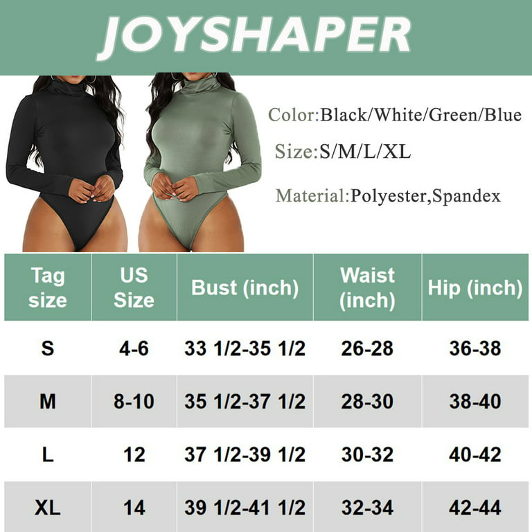 Joyshaper Womens Long Sleeve Bodysuit Sexy Turtleneck Short