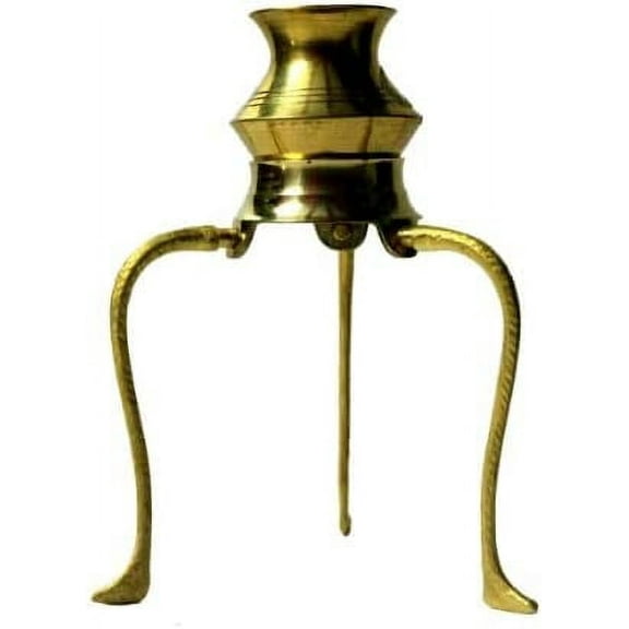 Brass Kalash Lota With Stand for Shivling Jalabhishek (Approx. Total Height 22 cm/8.5 Inches, Note- Does not include Shivling)