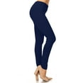thumbnail image 2 of Moa Collection Women's Elastic Waist Solid Basic Jeggings Stretch Pants, 2 of 4