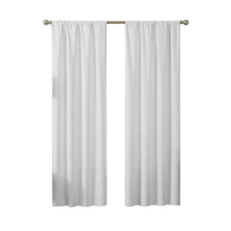 Eclipse Kendall Solid Blackout Rod Pocket Energy-Efficient Curtain Panel, White, 42 x 54