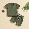 thumbnail image 2 of FAIWAD Boys Girls 2 Pieces Sweat Suit Short Sleeve Pockets Tops with Elastic Waist Shorts Set Summer Outfits, 2 of 9