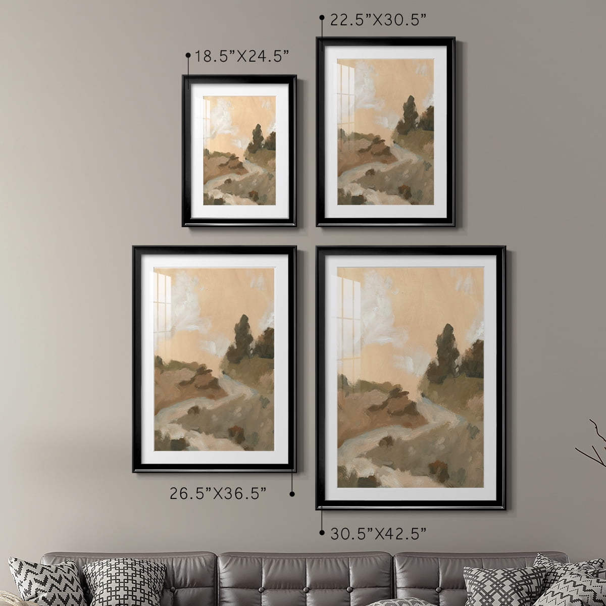 Wexford Home Hillside Walking Path I Premium Framed Print, 26.5" x 36.5" - Ready to Hang, Black (Set of 2)
