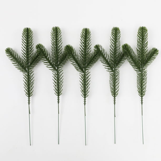 Xiao Hua 24 ramas de agujas de pino artificiales de 23 cm, plantas verdes, agujas de pino, adorno navideño.