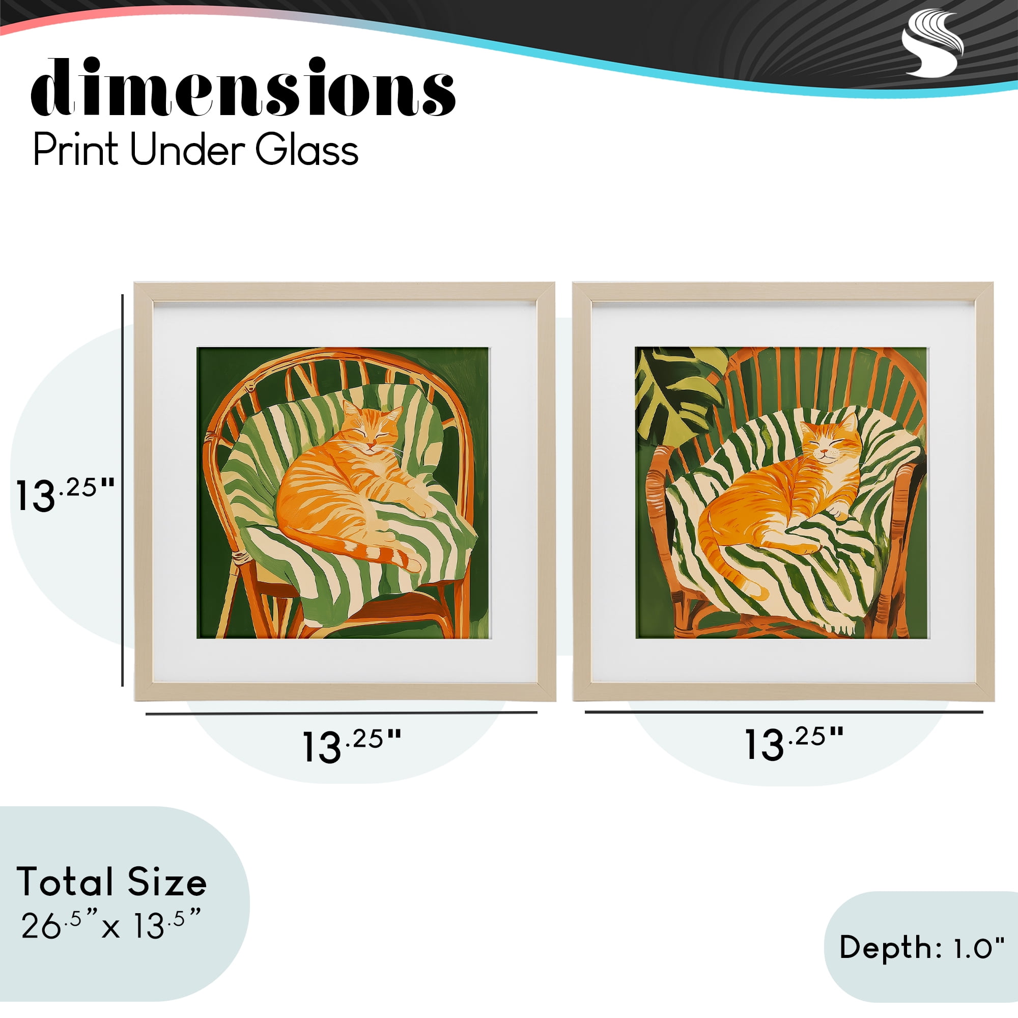 Stupell Industries Cozy Cats in Rattan Chairs 2 Piece Birch Framed Print Under Glass Set, design by Walker Noble