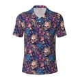 thumbnail image 2 of Daiia Skull starry sky flower Pattern Men’s Polo Shirts,Solid Deck Shirt,Classic Fit, Breathable Cotton Polo for Casual and Sport Wear-Large, 2 of 7