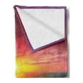 thumbnail image 2 of Seascape Soft Flannel Fleece Throw Blanket, Colorful Sky with Rising Sun over Tropical Ocean Foaming Waves on Sandy Beach, Cozy Plush for Indoor and Outdoor Use, 50" x 70", Multicolor, by Ambesonne, 2 of 5