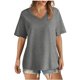 thumbnail image 1 of Tops Cortos para Mujeres Cuello en V Suelto Casual de Manga Corta, Camisa de Moda de Cuatro Estaciones para el Uso Diario, 1 of 6