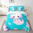 thumbnail image 2 of Homewish Cartoon Axolotl Bedding Comforter Set 7-Piece for Preppy Child,Pink Blue King Bedding Sets,Kawaii Animal Salamander Ultra Soft Bed Sheets,Lightweight Room Decor,Reversible, 2 of 8