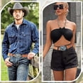 thumbnail image 5 of Retro Punk-Embossed Westerns Denim Belt Personalized Vintage Buckle Men Waist Strap for Pants Trousers, 5 of 5