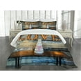 thumbnail image 3 of Ambesonne Brown Quilted Bedspread Set 3 Pcs, Wedding Cake Love Wood, Queen Size, Multicolor, 3 of 5
