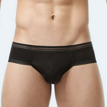 

Men Sexy Elastic Underwear U-Bulge Cup Briefs Ice Silk Low Waist Underpants