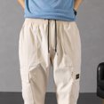 thumbnail image 6 of safuny Casual Pants for Men Solid Color Comfy Lounge Casual Fashion Fall Spring Trousers Soft Loose Daily Elastic Waist Full Length Pants with Pocket Khaki XL, 6 of 9
