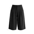 thumbnail image 4 of Migroa Men's Baggy Wide Leg Casual Shorts Mens Capri Pants Men’S Linen Pants Pleated Dress Business Elastic Waist Summer Shorts with Pockets Black L, 4 of 6