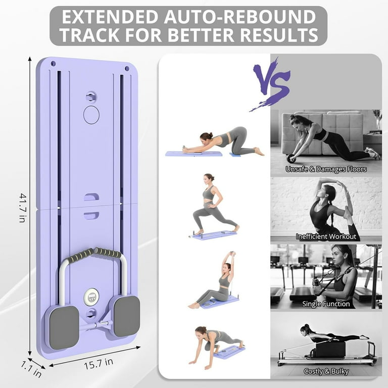 2025 Updated Pilates Board - 6-in-1 Foldable Reformer Machine Set For Home Workouts (Pink)