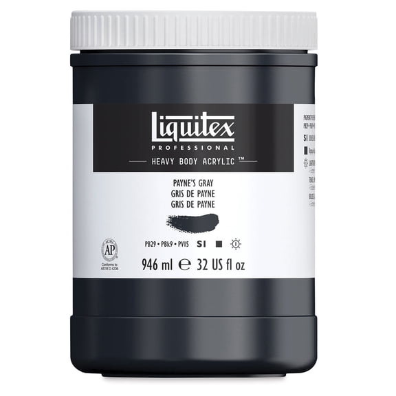 Liquitex Heavy Body Artist Acrylics - Payne's Gray, 32 oz Jar