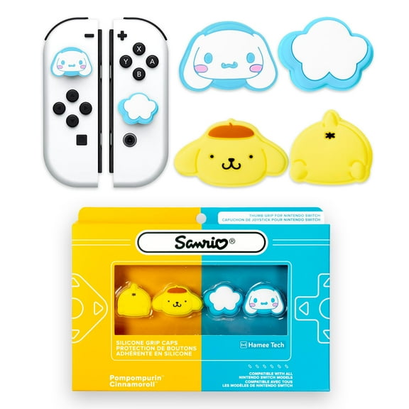 Hamee Hello Kitty and Friends Thumb Grips Compatible with Nintendo Switch OLED/Switch Lite, Character Joystick Grip Cover Caps – Pompompurin and Cinnamoroll