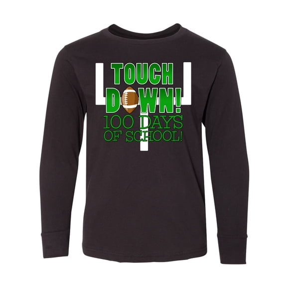 Inktastic Touchdown 100 Days of School Long Sleeve Youth T-Shirt