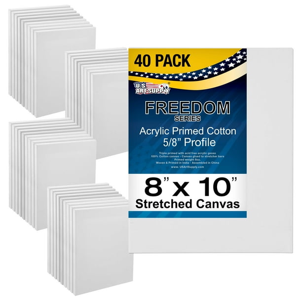 U.S. Art Supply 8" x 10" Stretched Canvas (40 Pack)