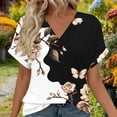 thumbnail image 4 of YUGYXL Womens Summer Tops Casual Short Sleeve Shirts Plus Size Oversized Trendy Boho Floral Graphic Tee Black Tops L, 4 of 6