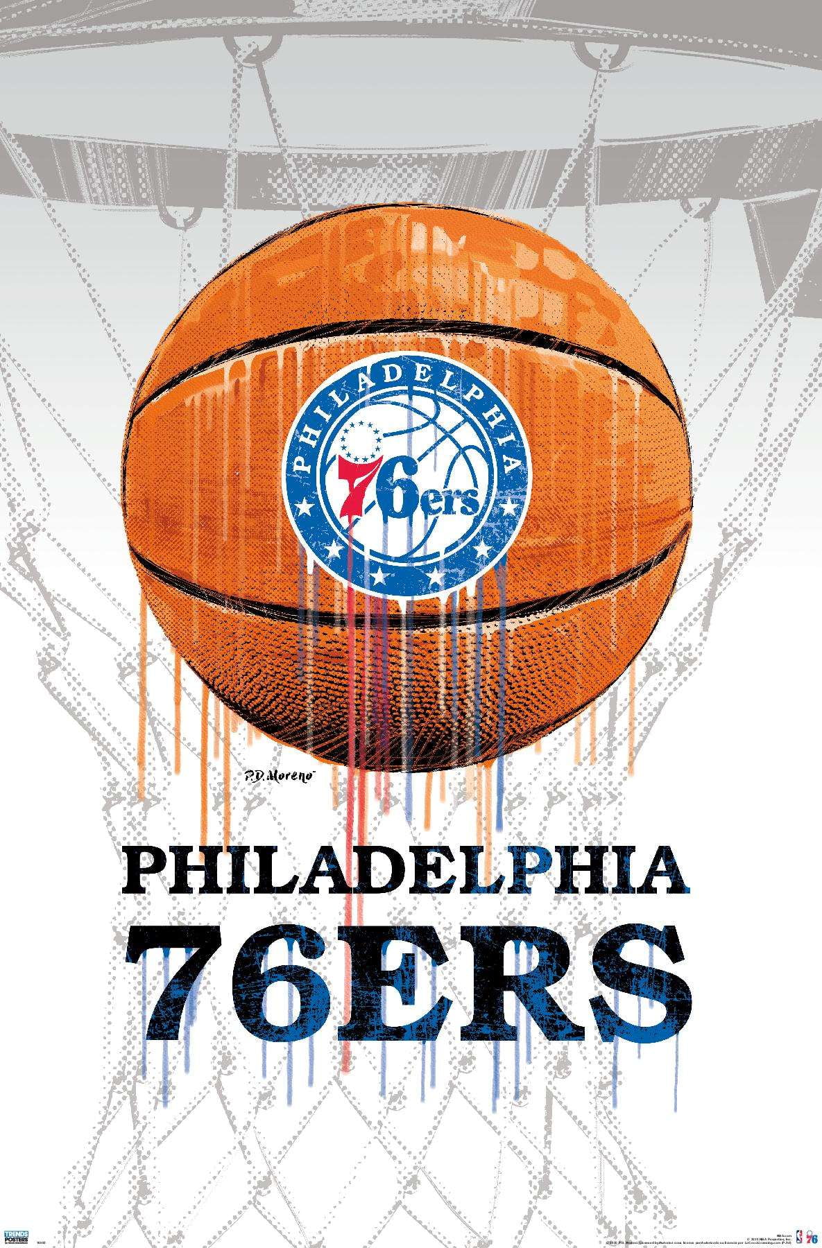 NBA Philadelphia 76ers - Drip Ball Wall Poster, 14.725" x 22.375"