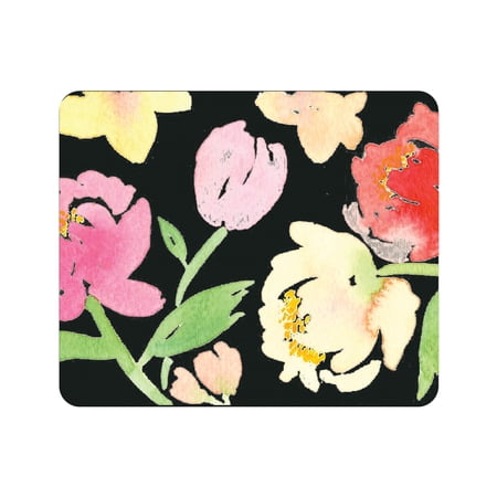 UPC: 0731969590980 | OTM Prints Black Mouse Pad  Peonies Gone Bright