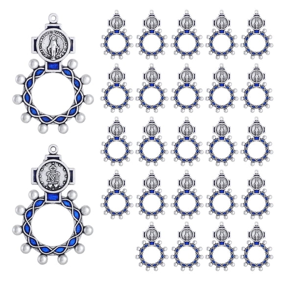 KOMI Finger Rosary Ring Bulk Pack of 24 Pocket Rosary Prayer Ring for Men Women, Miraculous Medal Catholic Baptism Confirmation Favors