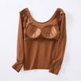 thumbnail image 6 of DHFJKG Long Sleeve Shirts For Women Basic Tee With Built In Bra Scoop Neck Slim Fit Lightweight Casual Base Layer T Shirt Solid Color Stylish Tops, 6 of 9