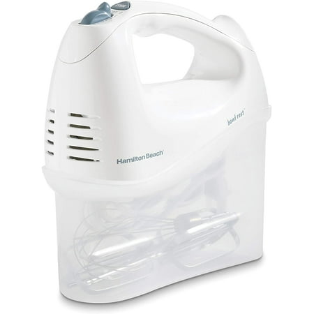 

Hamilton Beach 6-Speed Electric Hand Mixer Beaters and Whisk with Snap-On Storage Case White