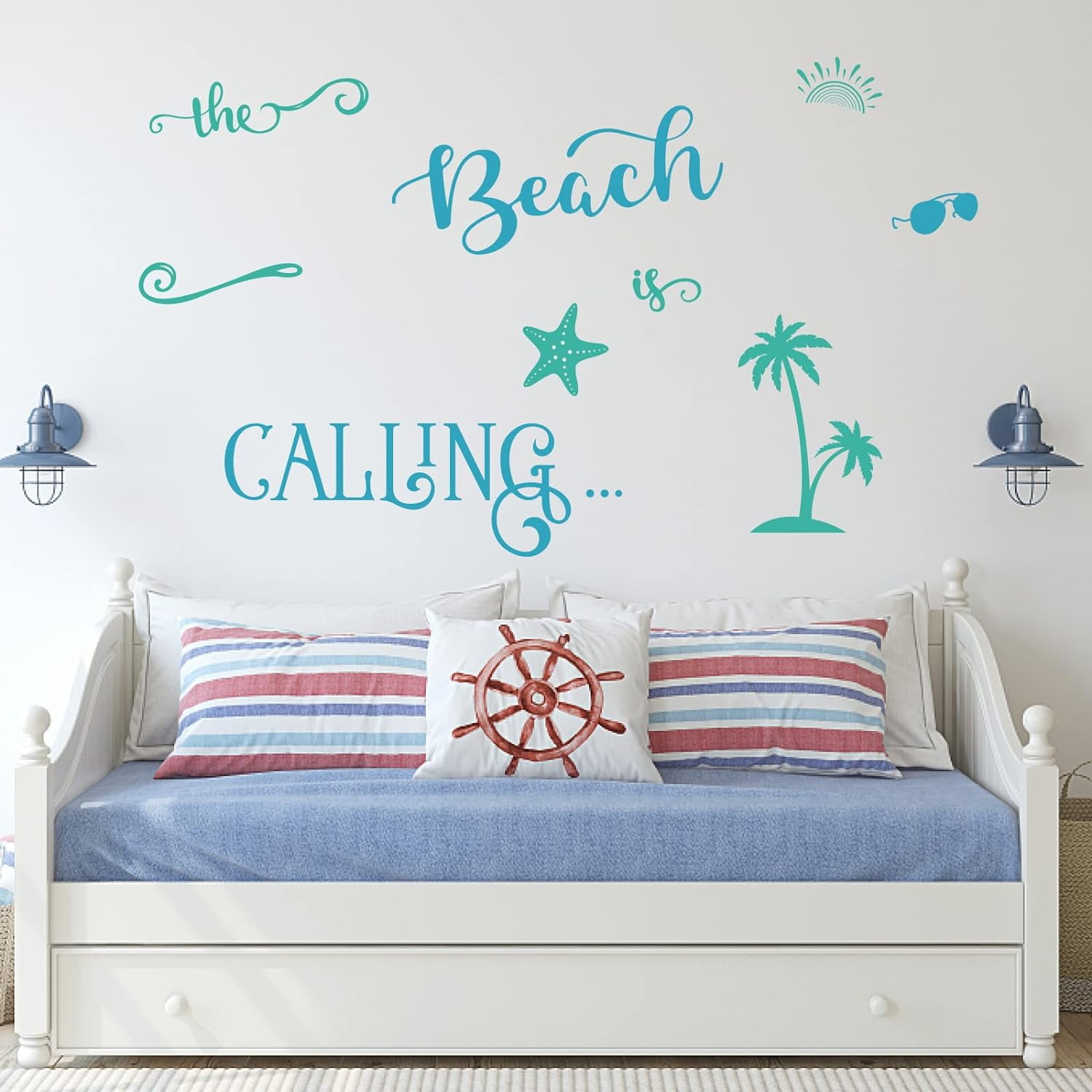 Beach Palm Tree Quotes Wall Stickers Peel and Stick Wall Decals Removable  Vinyl Wall Sticker for Summer Beach House Living Room Bedroom Art  Decoration ..., image size:1500x1500