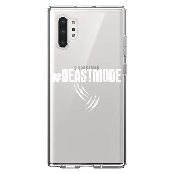 DistinctInk Clear Shockproof Hybrid Case for Galaxy Note 10 PLUS (6.8" Screen) - TPU Bumper Acrylic Back Tempered Glass Screen Protector - #Beastmode Beast Mode