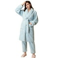 thumbnail image 4 of Matching Couples Pajamas Unisex Soft Plush Robe Cozy Warm Bathrobe Fuzzy Female Long Spa Robe Sleepwear Long Sleeve Loungewear with Pockets 2 Piece Mint Green XL, 4 of 4