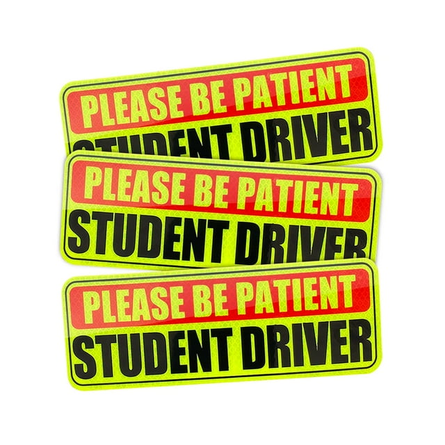 3PCS Student Driver Magnet Stickers for Car, Reflective Yellow Large Bold Text Car Safety Signs, Please Be Patient Student Driver Auto Decals for Bumper, New Driver Stickers Universal,Red/Black