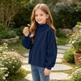 thumbnail image 6 of Mitankcoo Girls Mock Neck Ribbed Top Kids Loose Long Sleeve Pullover Sweatshirt for Fall Winter Casual Daily Outfits 4-15Y, 6 of 8