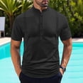 thumbnail image 4 of Klisyaur Shirt for Men Short Sleeve Crewneck Button Shirts Solid Color Casual Fashion Summer Tees Top, 4 of 7
