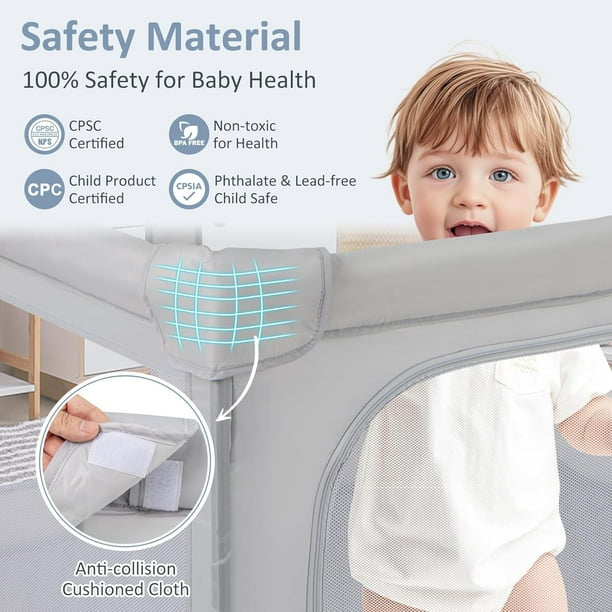 OLAKIDS Foldable Baby Playpen with Mat, 59” x 59” Large Baby Play