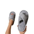 thumbnail image 5 of Xfvqtps Women Fluffy Slippers Cross Strap Stripe Open Toe Versatile Indoor Home Funny Winter Non-Slip Thick Sole Plush Slippers Gray, 5 of 7