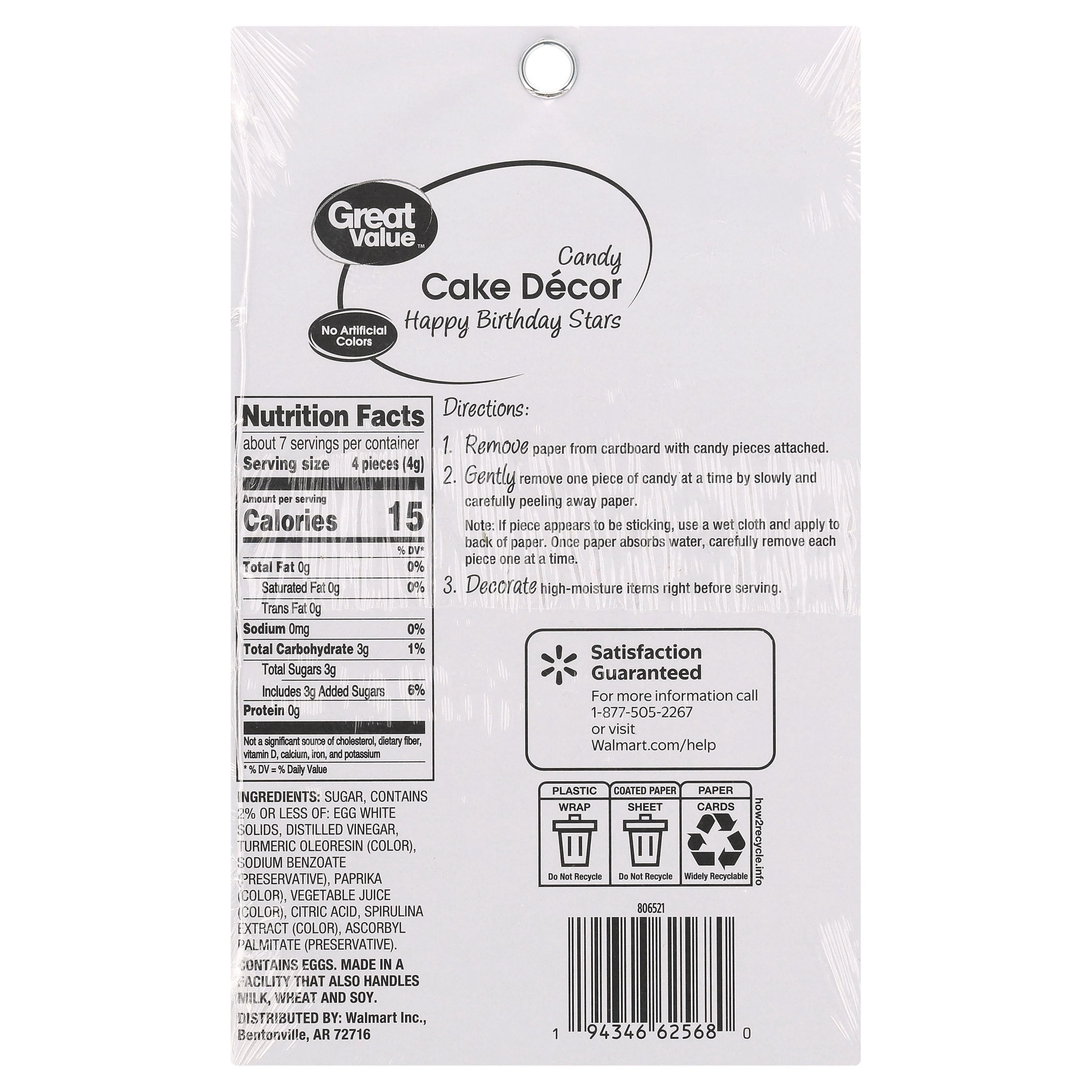 Great Value Candy Cake Decor, Happy Birthday Stars, 0.91 oz