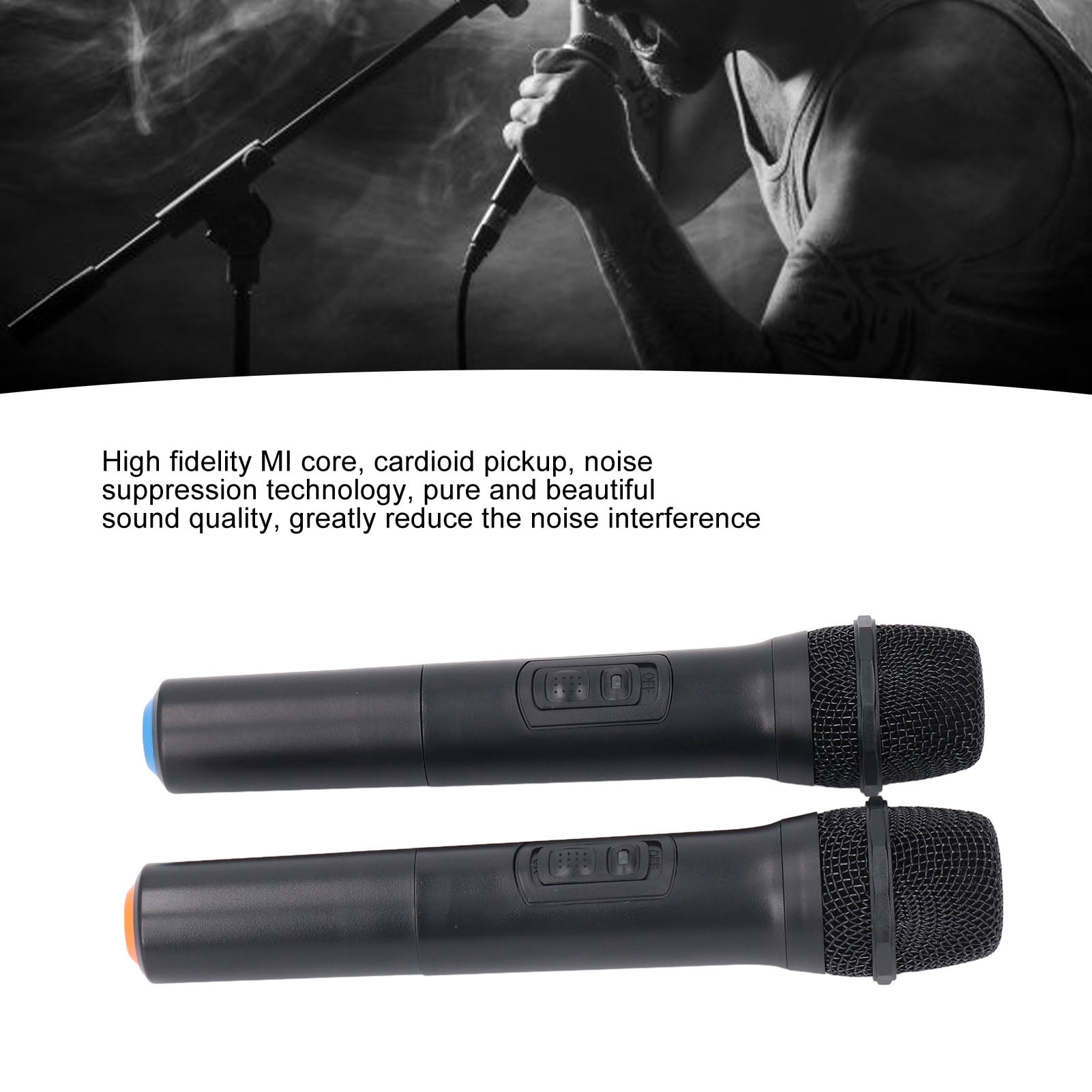 BIMZUC 1 to 2 Wireless Microphone System Noise Reduction Cardioid Dynamic Mic for Karaoke Party Gathering
